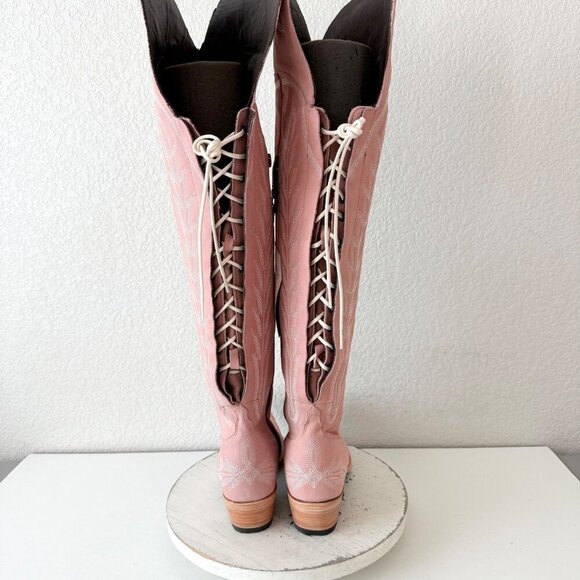 Lane LEXINGTON Over the Knee Womens Cowboy Boots 9.5 Pink Western Cowgirl Tall - Picture 4 of 16